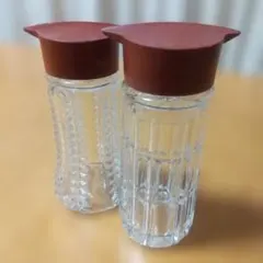 昭和レトロ ガラス製 調味料入れ 醤油差し 2個セット ヴィンテージ カスター