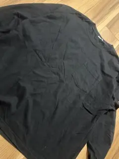 【ブラック】長袖ポケットTシャツ ロンT シンプル 無地