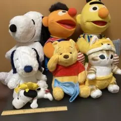 スヌーピー・セサミバートアーニーなどキャラクターぬいぐるみセット