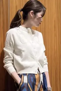 CABaN コットンカシミヤ クルー ネックカーディガン