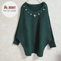 イング　長袖ニット　ロング チュニック　ドルマン袖　ビジュー　ゆったり