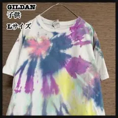 【ギルダン】半袖Tシャツ　タイダイカラー　子供　キッズ150　アート　白紫　4のサムネイル