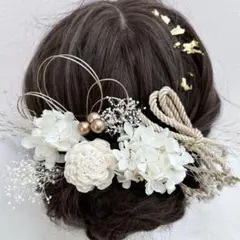 再販☆髪飾り☆ドライフラワー振袖卒業式成人式結婚式白無垢水引袴紐リボンゴールド