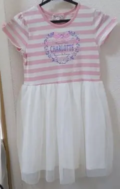 【セール!!】半袖ワンピース　130 ピンク　白　花　リボン　チュール