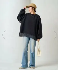 a様 専用新品　未使用　オーバーサイズ 黒 シアートップス 裏毛　フリーサイズ