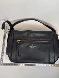 kate spade ブラックレザー ショルダーバッグ