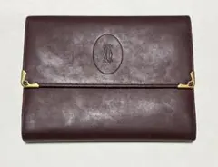 カルティエ 三つ折り財布 マストライン ボルドー がま口 レザー ヴィ