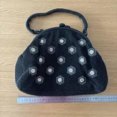 ビーズ装飾 がま口型ハンドバッグ 昭和レトロ