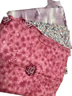 ピンク系 羽織まとめ売りA 3枚 リメイク素材 柄物 ハンドメイド 少量 生地