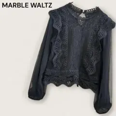 マーブルワルツ 長袖シャツ・ブラウス レディース　透け感　レース　フリル付き