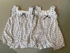 花柄フリル付きロンパース2点セット双子用