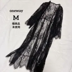 極美品　新品未使用　oneway レース　ロングカーディガン　透け感　黒　花柄のサムネイル