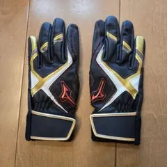 【新品同様・未使用】MIZUNO バッティング用手袋 ブラック×ホワイト JM