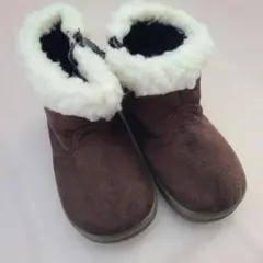 訳あり　ブラウン スエード ファー付きブーツ