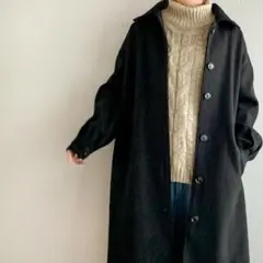 【新品】JUNOAH  袖タックロングコート  ブラック