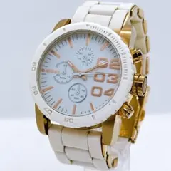 ディーゼル DZ-5323 メンズ腕時計 クロノグラフ ホワイト ゴールド