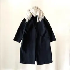 《ロペ》【38】ノーカラーコート ネイビー シンプル 上品 フェミニン 秋冬