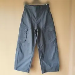 【GU】グレー カーゴパンツ ワイドレッグ 股下67