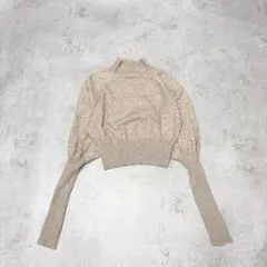 s3372 カスタネ 長袖ニット ロングリブ ハイネック 冬 茶色 シンプル