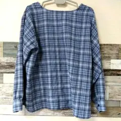 青系チェック柄長袖シャツ Mサイズ