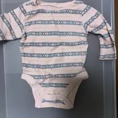 新品未使用☆OLD NAVY 0-3Mサイズ☆薄ピンクに花柄ボーダーのロンパース