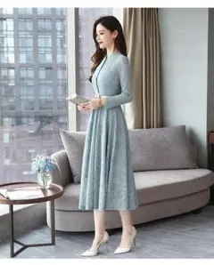 L ワンピース ドレス パーティードレス 総レース ロングドレス　大人　モデル