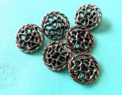 ハンドメイド用　シルバー　透かしボタン　足付き　24mm ６個