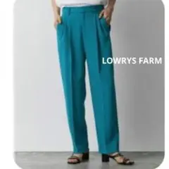 LOWRYS FARM　ハイウエストタックテーパードパンツ　ブルー　S