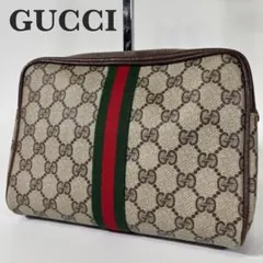 極美品】GUCCI シェリーライン PVC&レザー ポーチ GG柄 茶 - メルカリ
