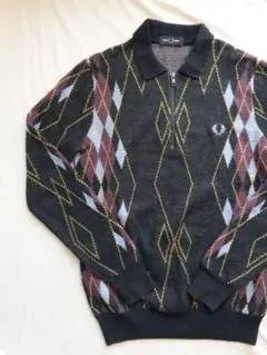 FRED PERRY アーガイルジップアップセーター S