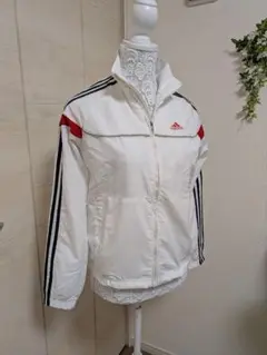 【美品】adidas ホワイト ジップアップジャケット M