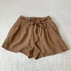 アダムエロペ キュロット ショートパンツ ブラウン 36 ウエストゴム リボンのサムネイル