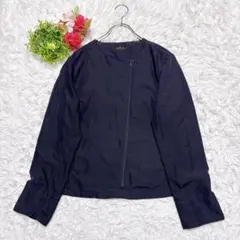 【Reflect 】ノーカラージャケット（11）ネイビーレーヨン フロントジップのサムネイル