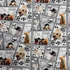 シーチングのコミック犬プリント 1M