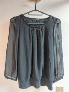 ANAYI◆アナイ◆黒◆袖シアー感カットソー◆プルオーバー