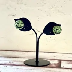 スワロフスキー スマイル ボールピアス にこちゃん グリーン 緑 ピアス