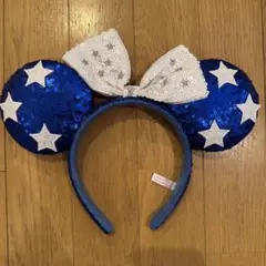 ディズニー ミニー 青と白のスパンコールカチューシャ