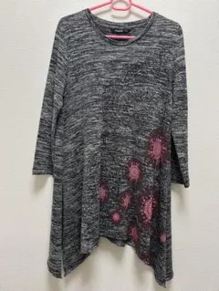 アシンメトリック七分袖ニットトップス