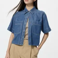【UNIQLO】ユニクロ 新品未使用 デニムボクシーシャツ/5分袖
