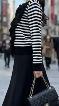 CECIL McBEE ストライプリボンニット