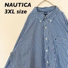 ノーティカ　長袖シャツ　ボタンダウン　チェック　ワンポイント刺繍ロゴ　男女兼用