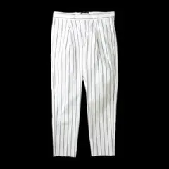 美品 ドゥロワー ストレッチ パンツ ピンストライプ 日本製 36 M ホワイトのサムネイル