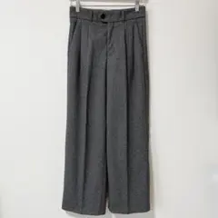 GU　ヘリンボーンタックワイドパンツ　グレー　Mサイズ