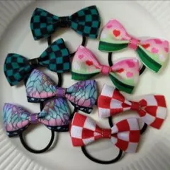 【196】カラフル和柄ヘアゴム8個セット