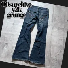 00s boots cut denim pants y2k swag 平成ギャル
