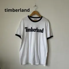 【美品】 え2 timberland メンズ半袖Tシャツ sizeSロゴ入り 白