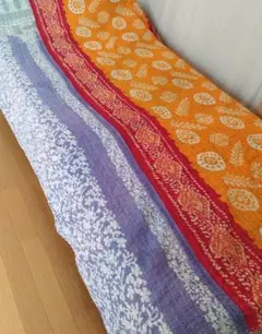 未使用 カンタキルト ヴィンテージ コットン ブランケット インド エスニック