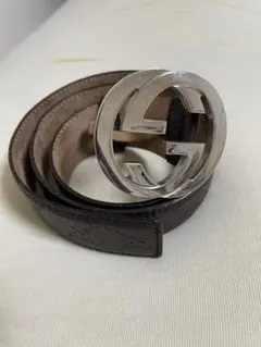 GUCCI ダークブラウン ベルト GGロゴ 95センチ　正規品