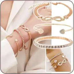 ブレスレット3点セット ゴールドメッキ キュービック 3連 プレゼント