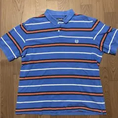 CHAPS ボーダー柄 ポロシャツ ブルー XLのサムネイル